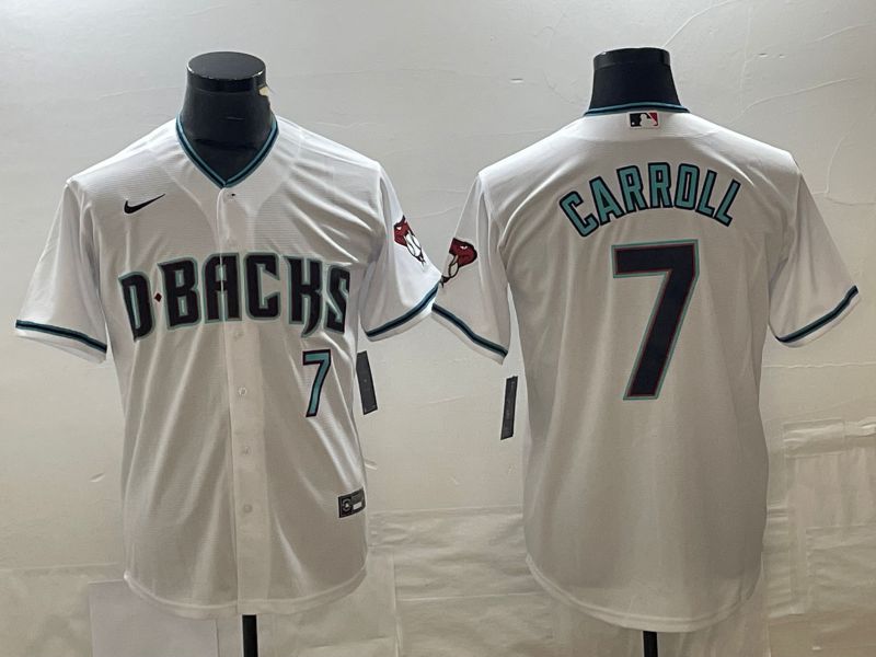 Men Arizona Diamondback #7 Carroll White Game Nike 2023 MLB Jersey